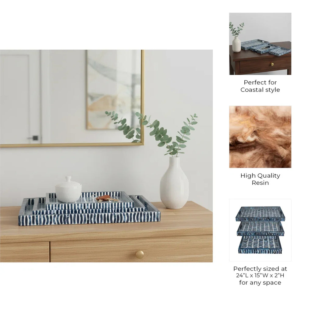 Mediterranean Blue Accent Tray Collection – Set of 3
