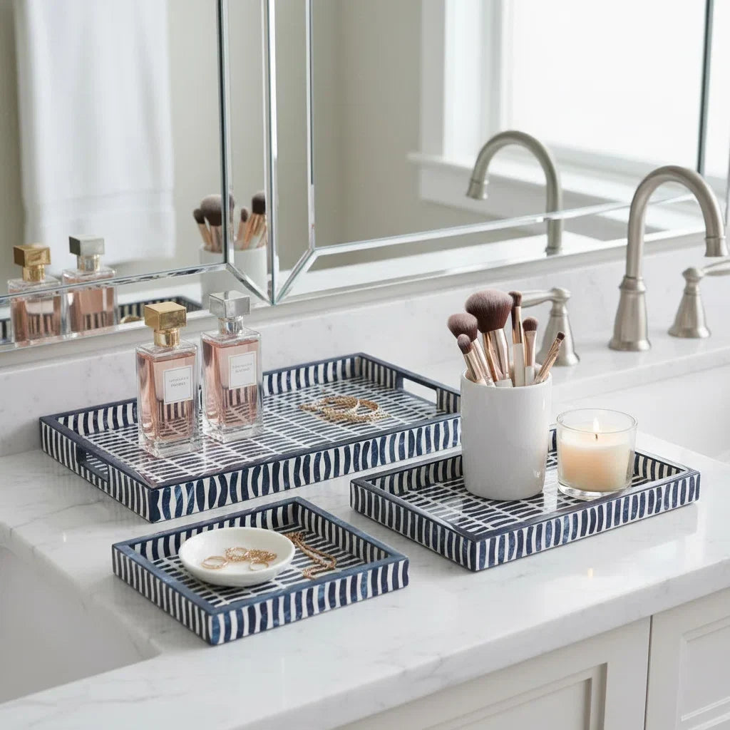 Mediterranean Blue Accent Tray Collection – Set of 3