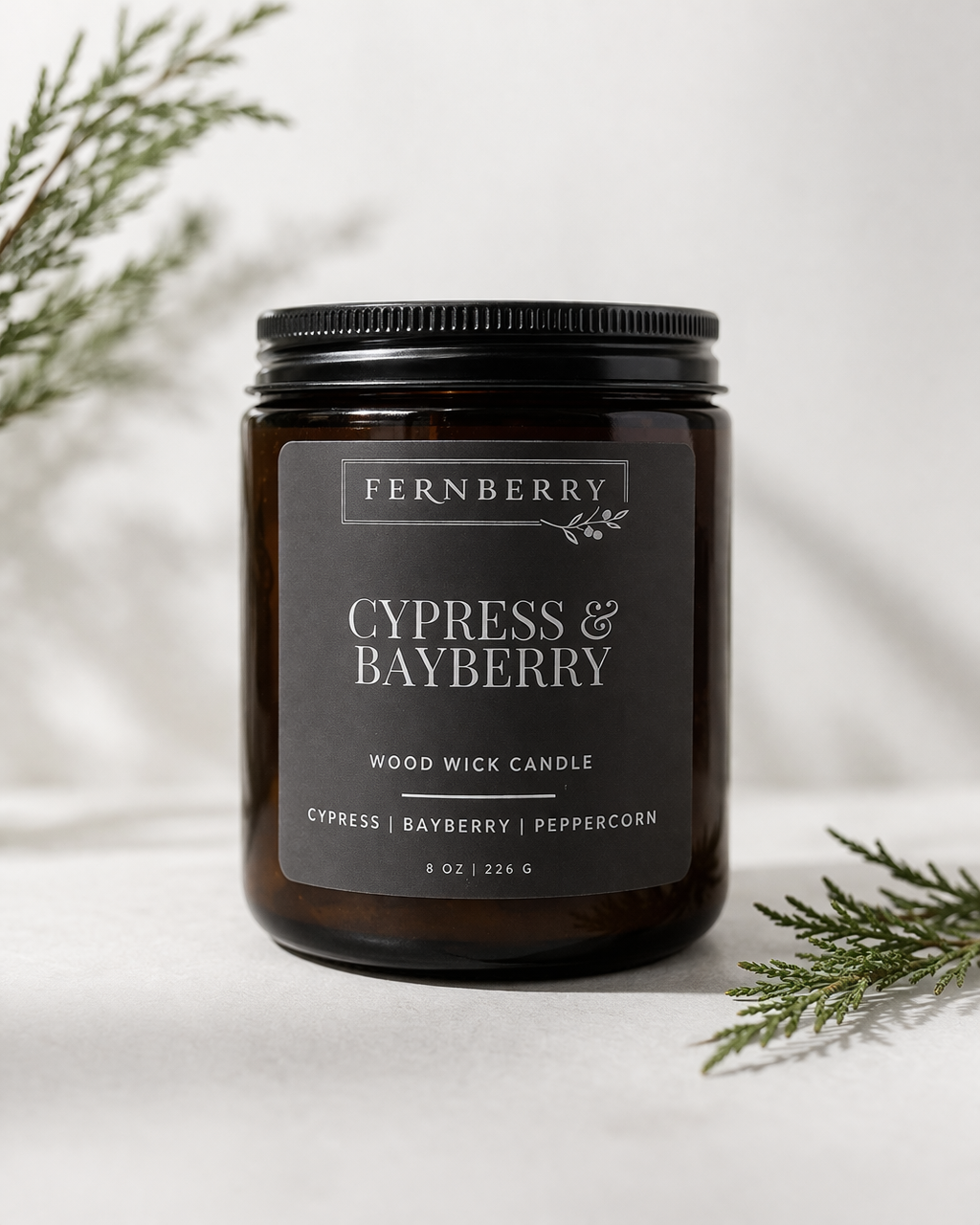 Cypress & Bayberry- 8oz Wood Wick Candle