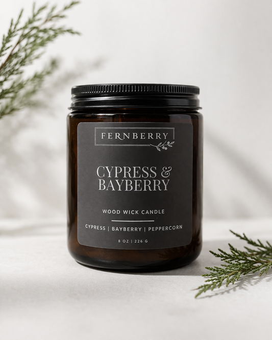 Candela con stoppino in legno - Cipresso e Mirto - 225g