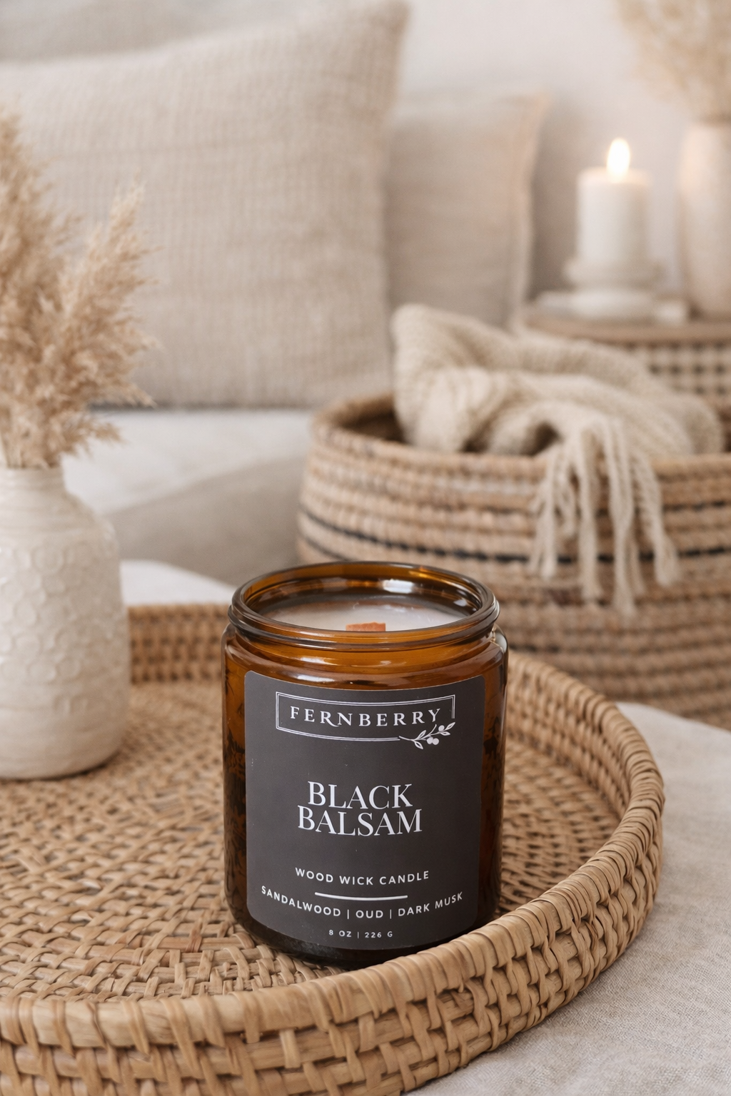 Black Balsam- 8oz Wood Wick Candle