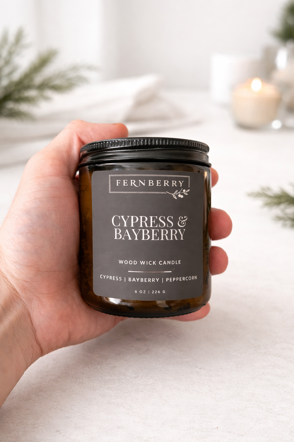 Cypress & Bayberry- 8oz Wood Wick Candle