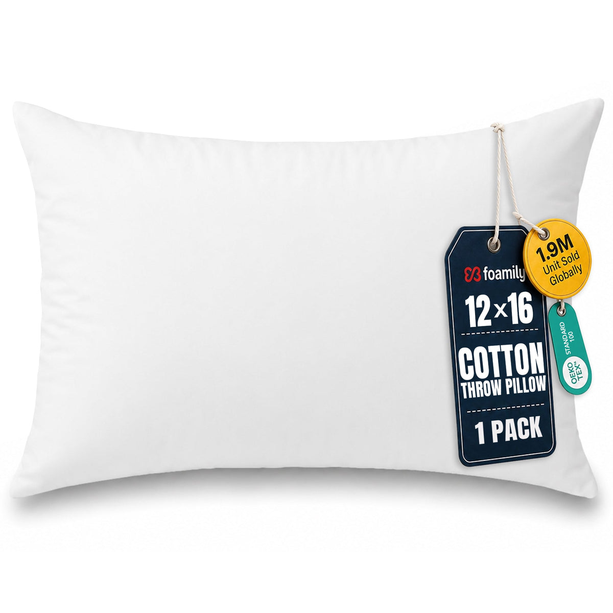 Foamily 18x18 Pillow Inserts 100% Cotton Cover Throw Pillow Inserts, Decorative Square Pillow Stuffers for Couch, Sofa, Bed & Home Decor
