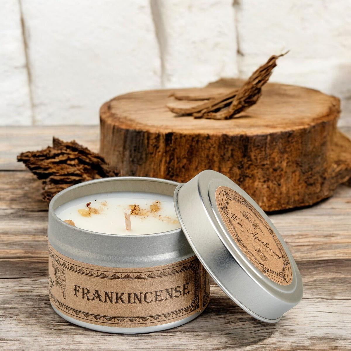 Bougie botanique à l'encens en boîte de voyage
