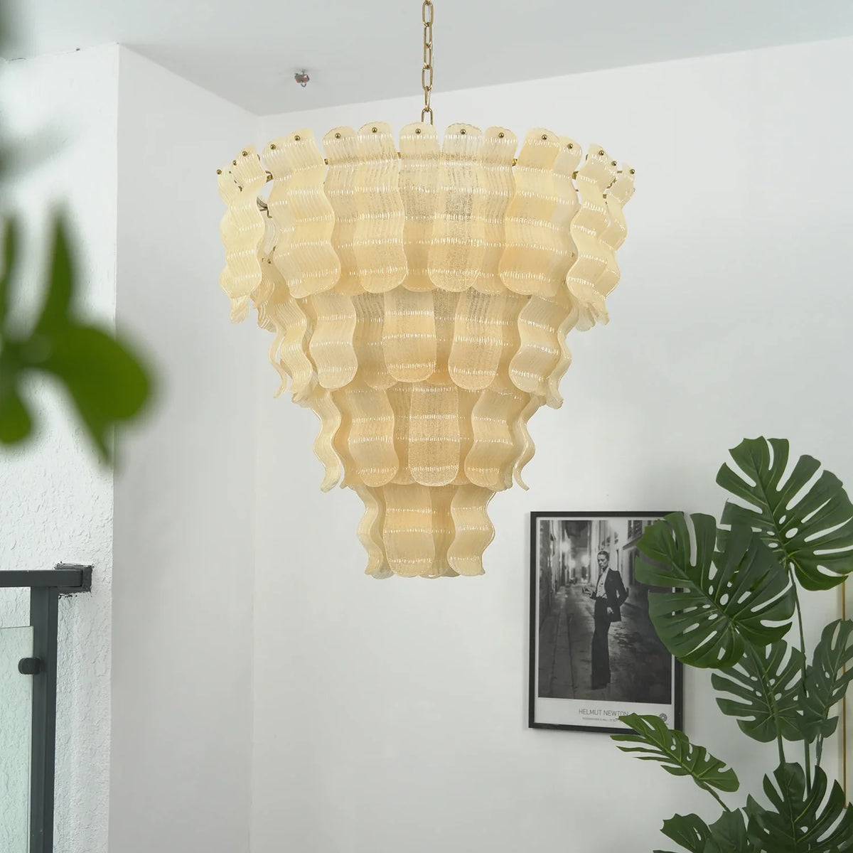 Frosted Wave Layered Glass Chandelier