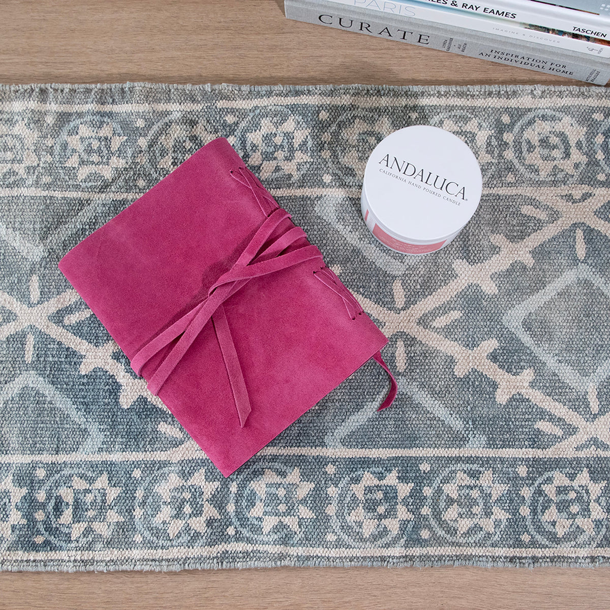 Fuchsia Suede Journal w/ Organic Cotton Paper: Large