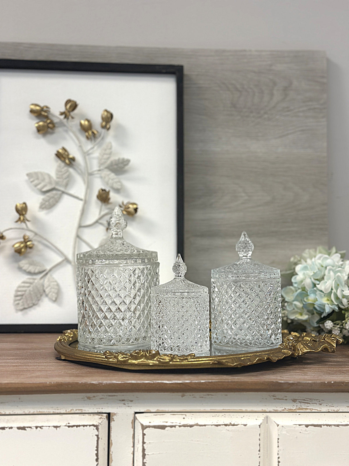 Diamond-Cut Crystal Clear Glass Storage Jar