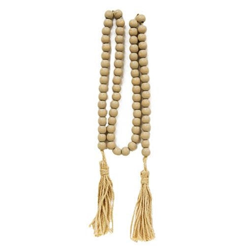 Guirlande de perles en bois naturel 152 cm