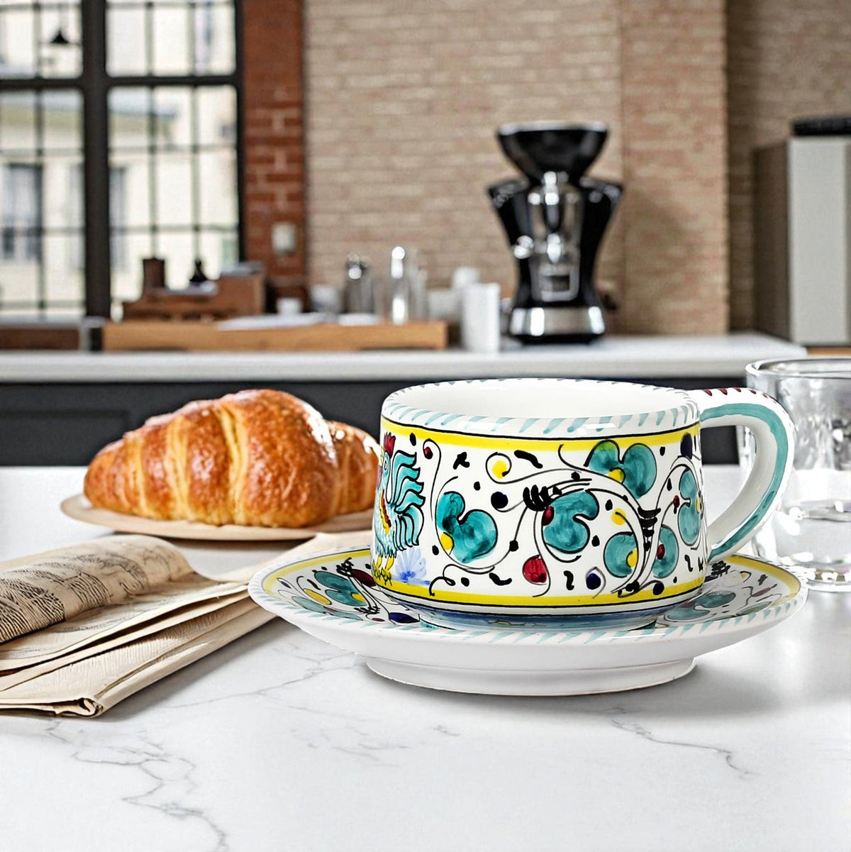 COQ VERT D'ORVIETO : Tasse à thé/café et sous-tasse