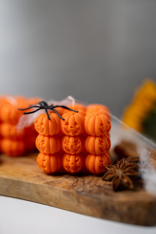 Bougie en cire de soja citrouille d'Halloween – Bougie citrouille bulle avec visage, décoration effrayante