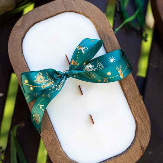 Bougie en bol de bois – Bougie artisanale en cire de soja dans un bol – Décoration rustique de style ferme