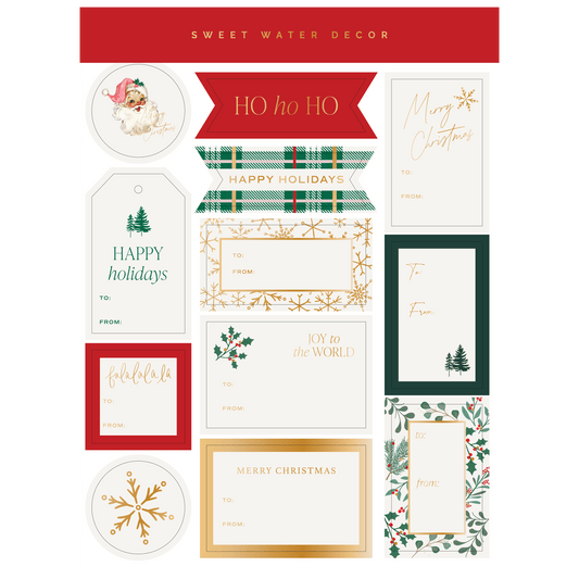 Ensemble d'étiquettes cadeaux classiques pour les fêtes