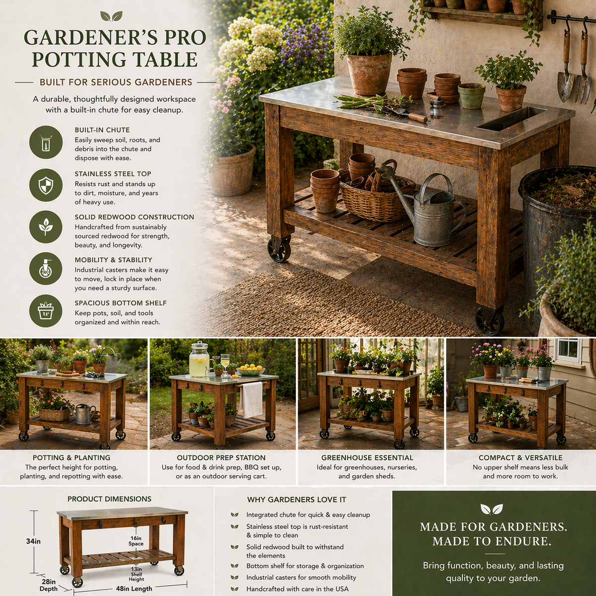 Gardener's Pro Potting Table