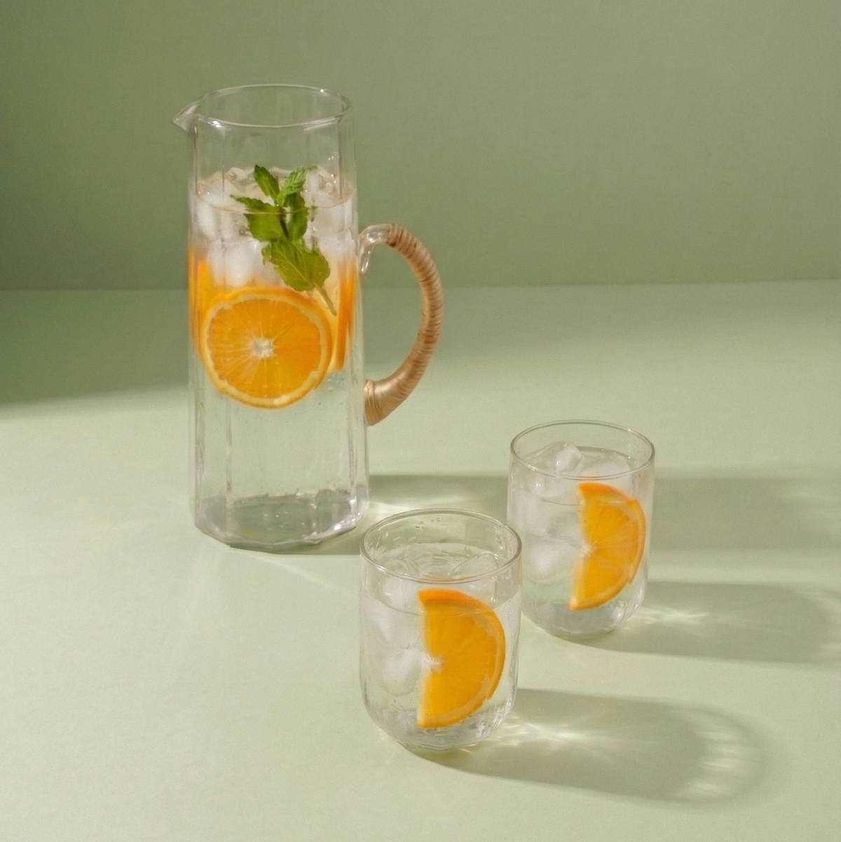 Natural Hammered Water Pitcher | Handcrafted Glass