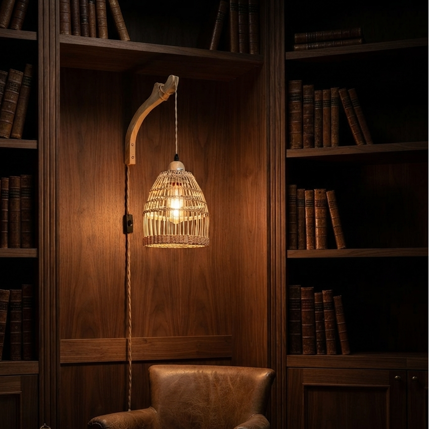 Bohemian Style Rattan Pendant Wall Lamp - Sustainable Woven Home Decor