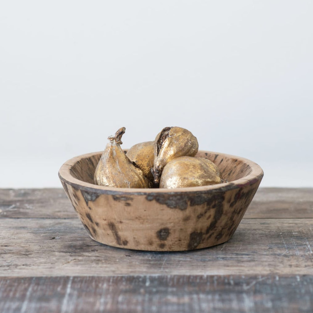 Antique Gold Resin Figs Set of 5 - Rustic Farmhouse Table Decor