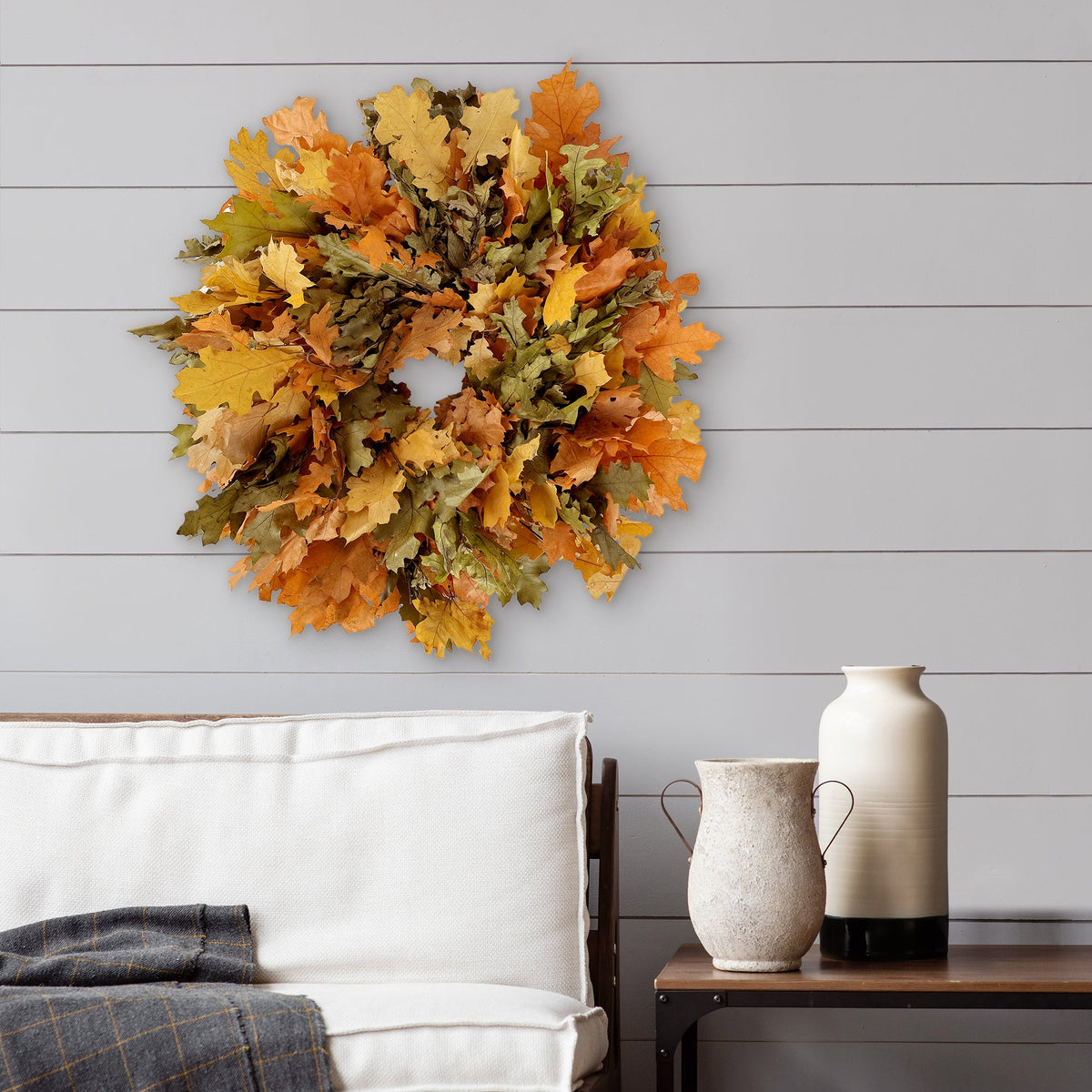 Golden & Green Harvest Oak Leaf Natural Wreath