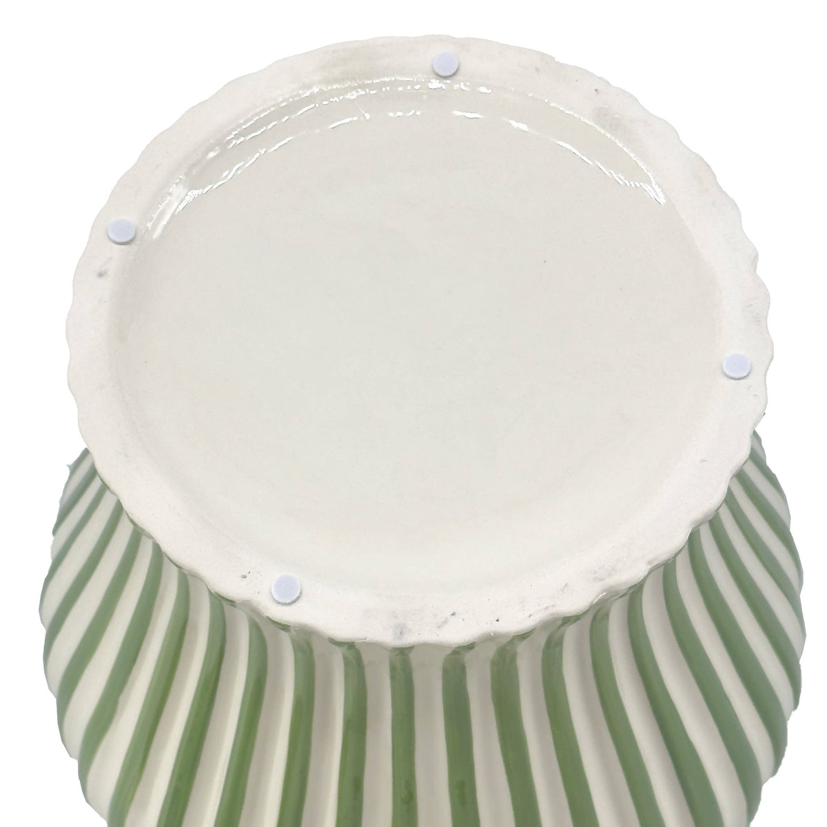 Green & White Candy Cane Striped Ceramic Vase – 18"