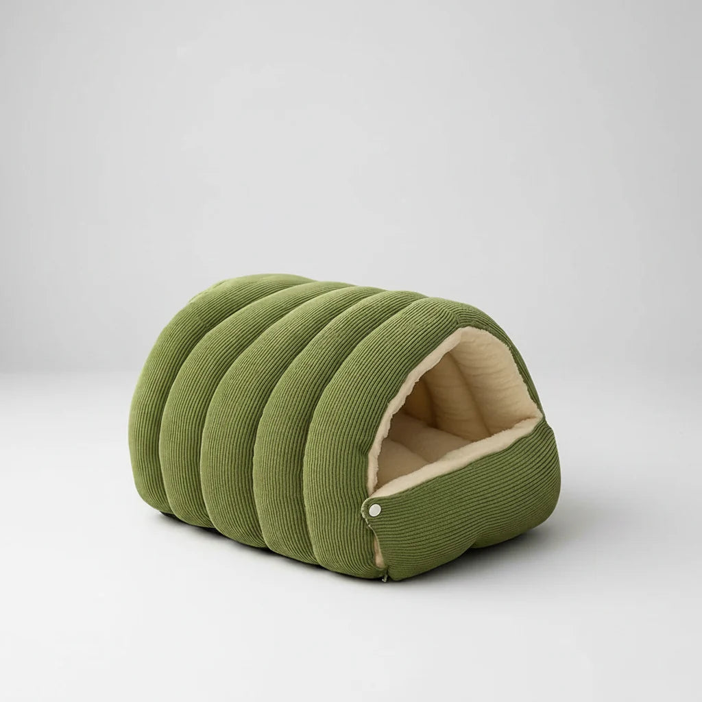 Kawaii Winter Plush Cat Cave Bed – Warm Enclosed Pet House with Removable Washable Cover (3 Colors, M & L)