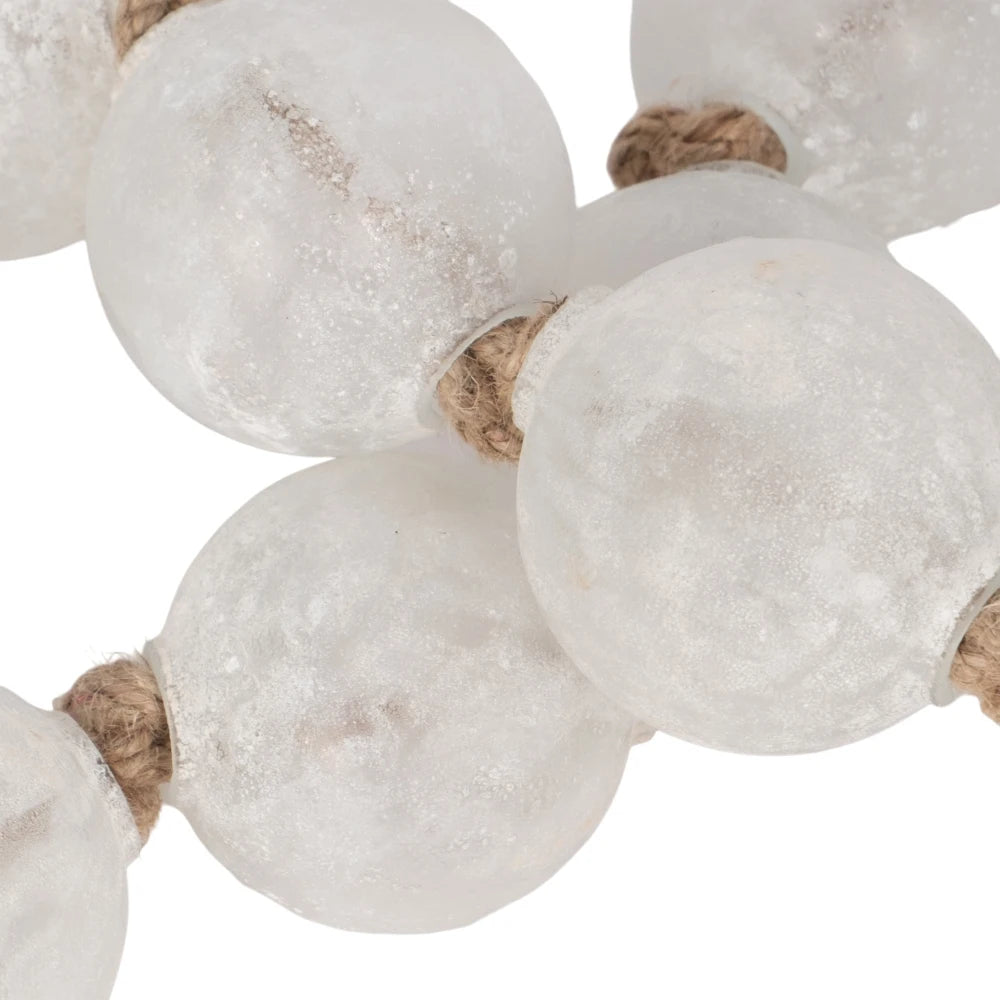 Frosted Glass Bead Garland Jute Cord Accent 3 in