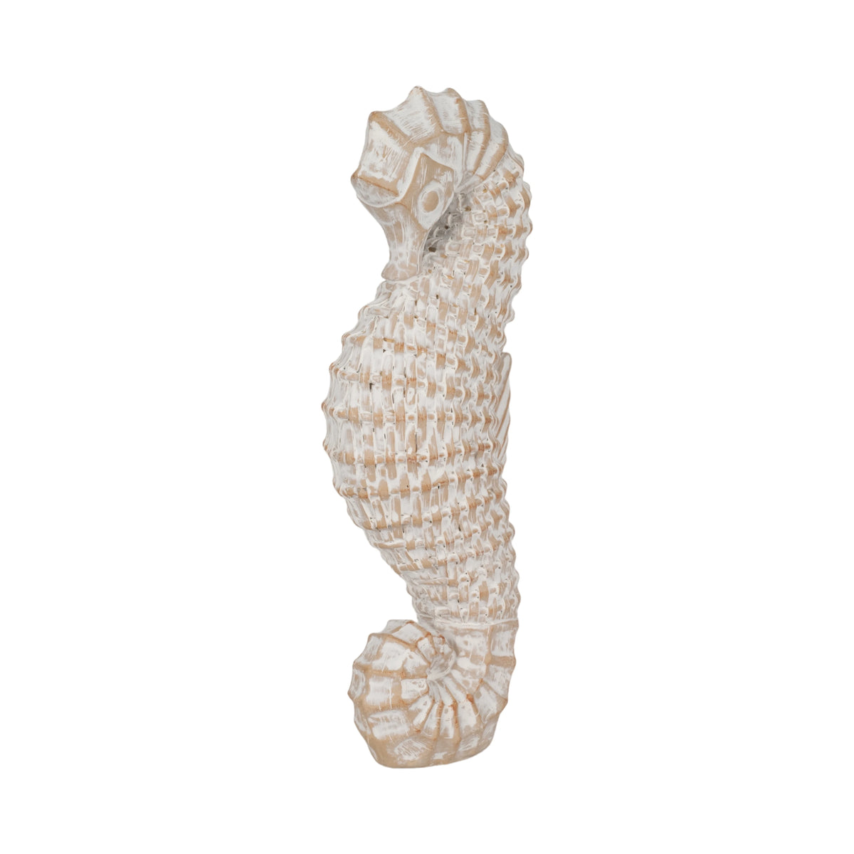 Amalfi Textured Seahorse Sculpture – White & Natural