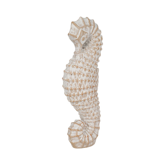 Amalfi Textured Seahorse Sculpture – White & Natural