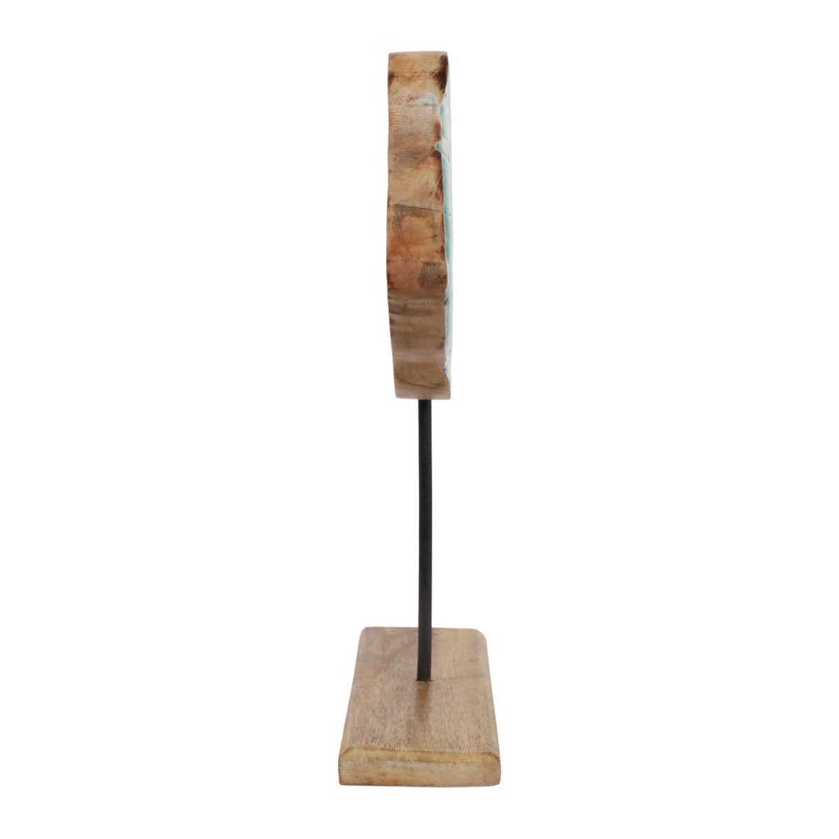 Portofino Blue Handcrafted Wood Fish Sculpture on Mango Wood Base