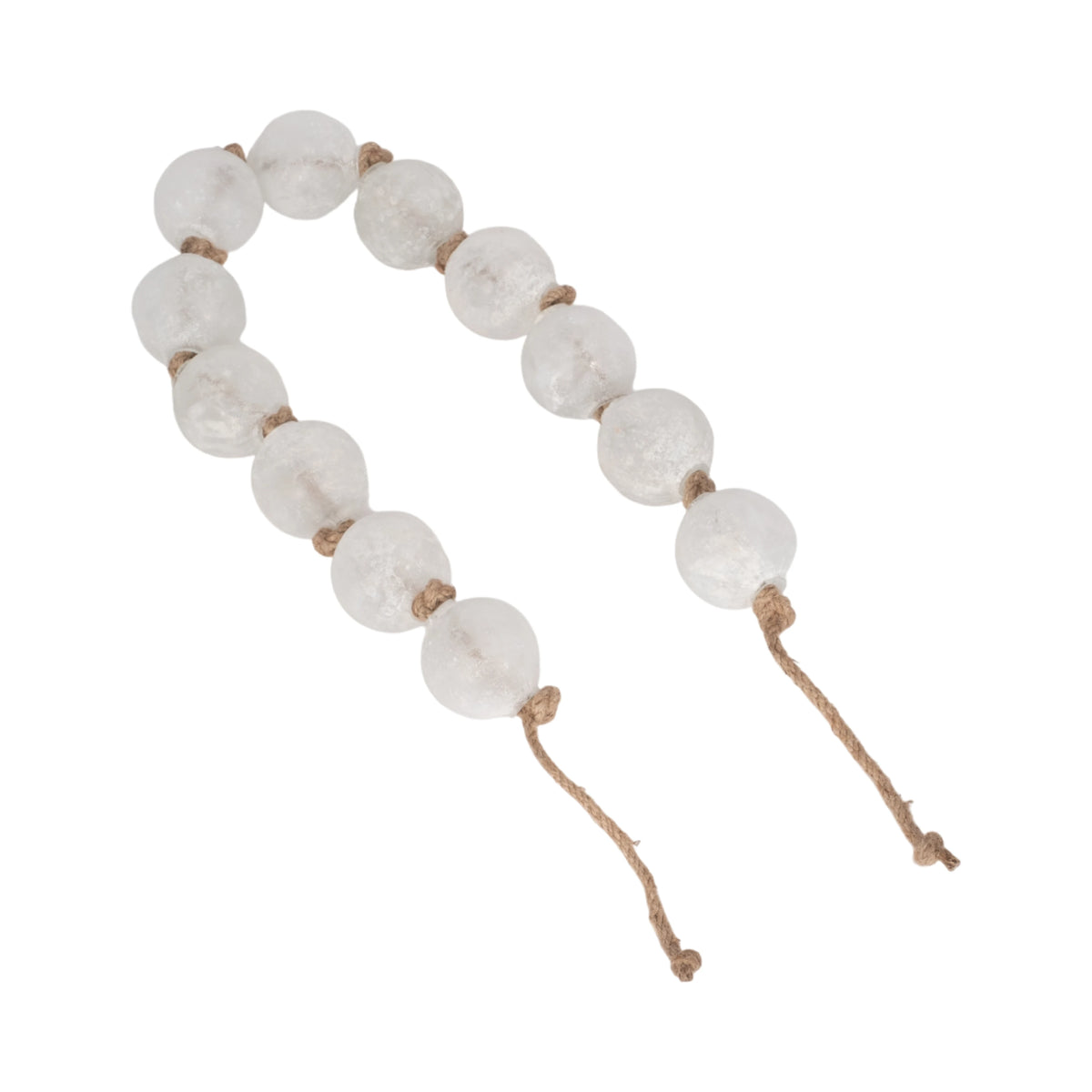 Frosted Glass Bead Garland Jute Cord Accent 3 in