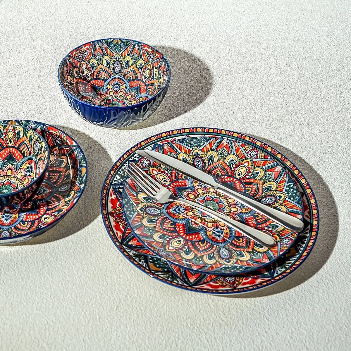 Azure Bohemian 20-Piece Ceramic Dinnerware Set