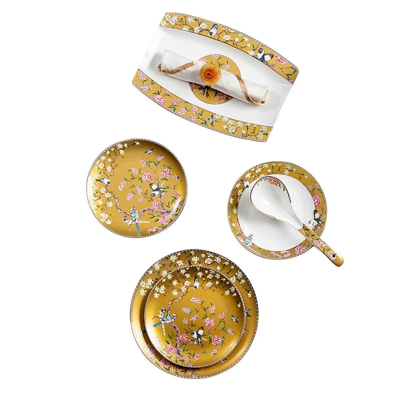 Imperial Garden 60-Piece Fine Bone China Dinnerware Collection – Service for 10