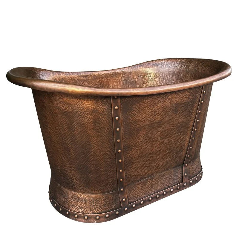 Hand-Hammered Copper Freestanding Soaking Tub – Traditional Villa-Style Bathtub