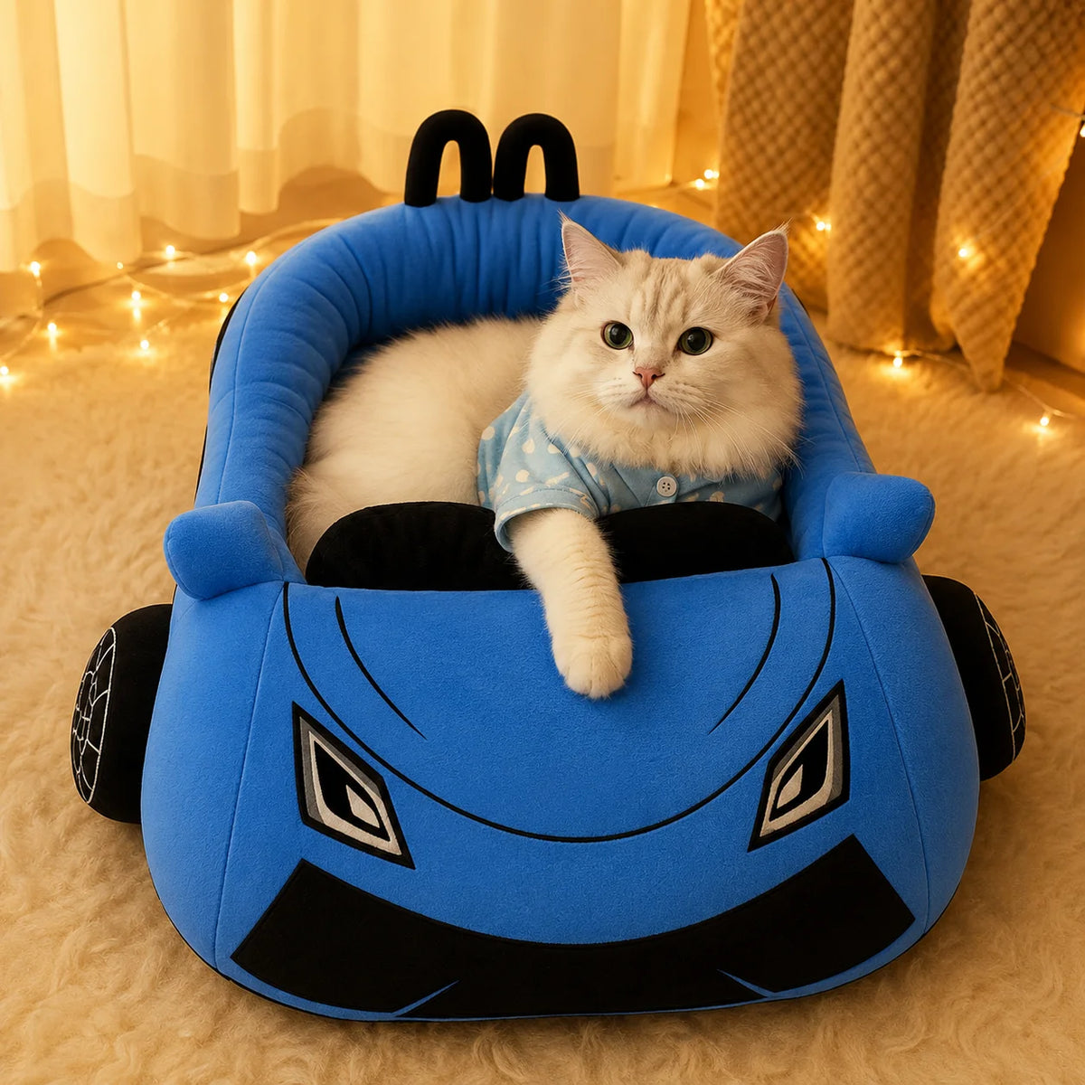 Car Shaped Soft Plush Pet Sofa Cozy Indoor House