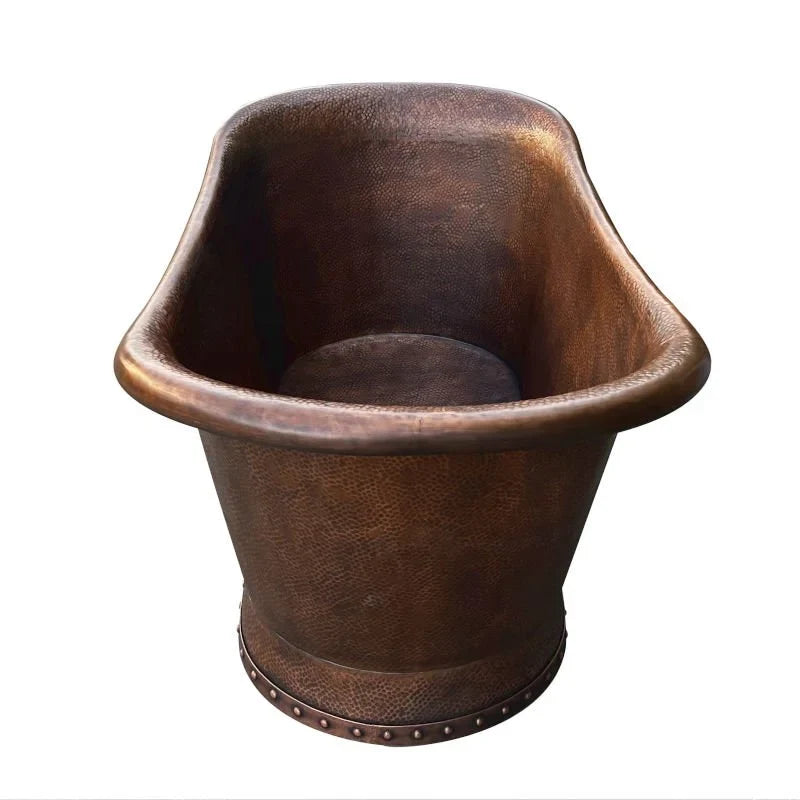 Hand-Hammered Copper Freestanding Soaking Tub – Traditional Villa-Style Bathtub