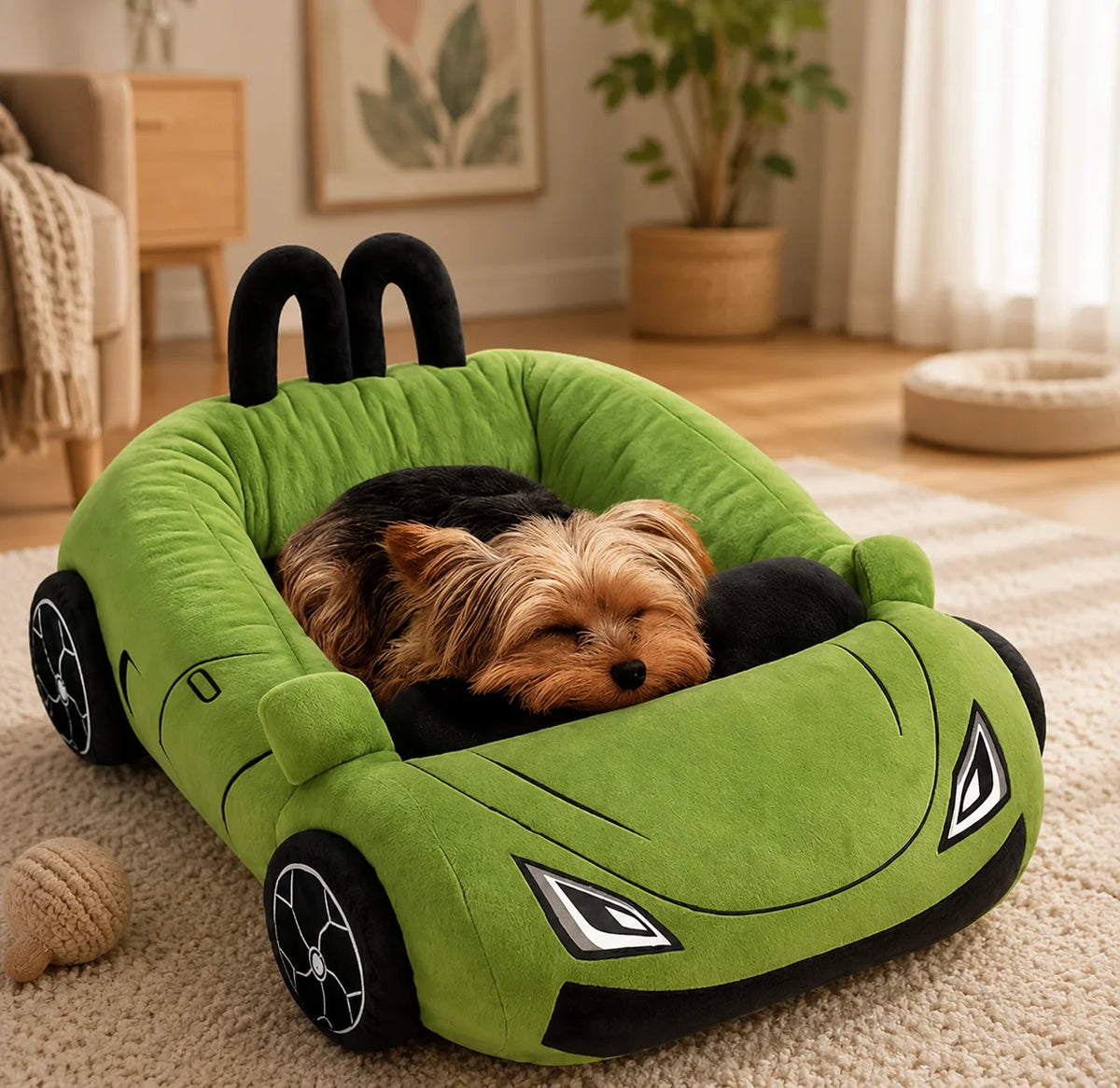 Car Shaped Soft Plush Pet Sofa Cozy Indoor House