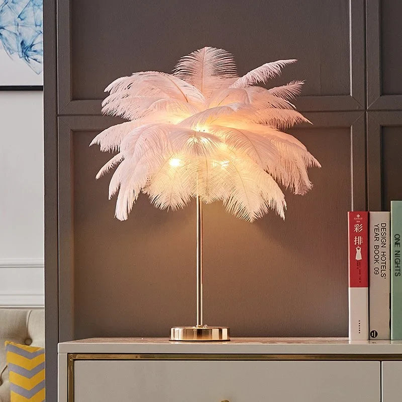 Ostrich Feather Lamp