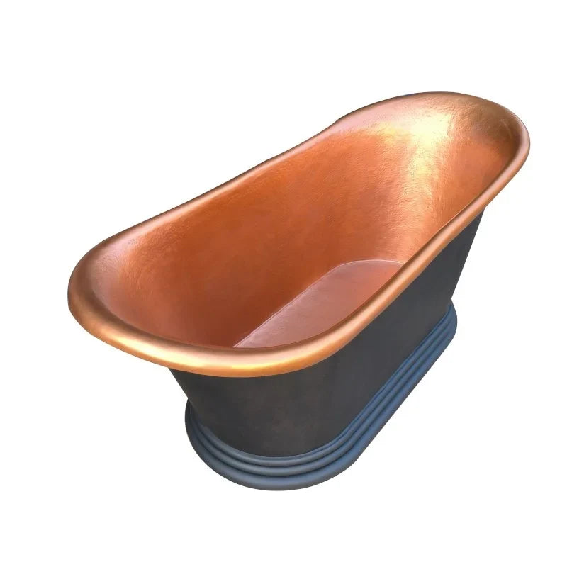 Traditional Handmade Copper Freestanding Soaking Tub with Matte Hammered Finish
