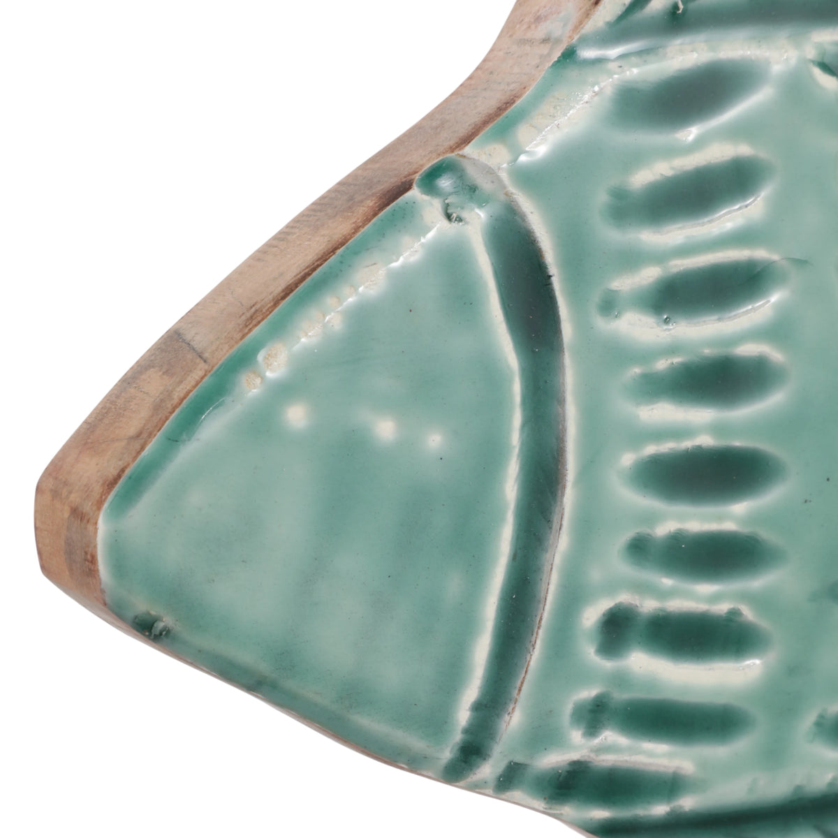 Portofino Blue Handcrafted Wood Fish Sculpture on Mango Wood Base