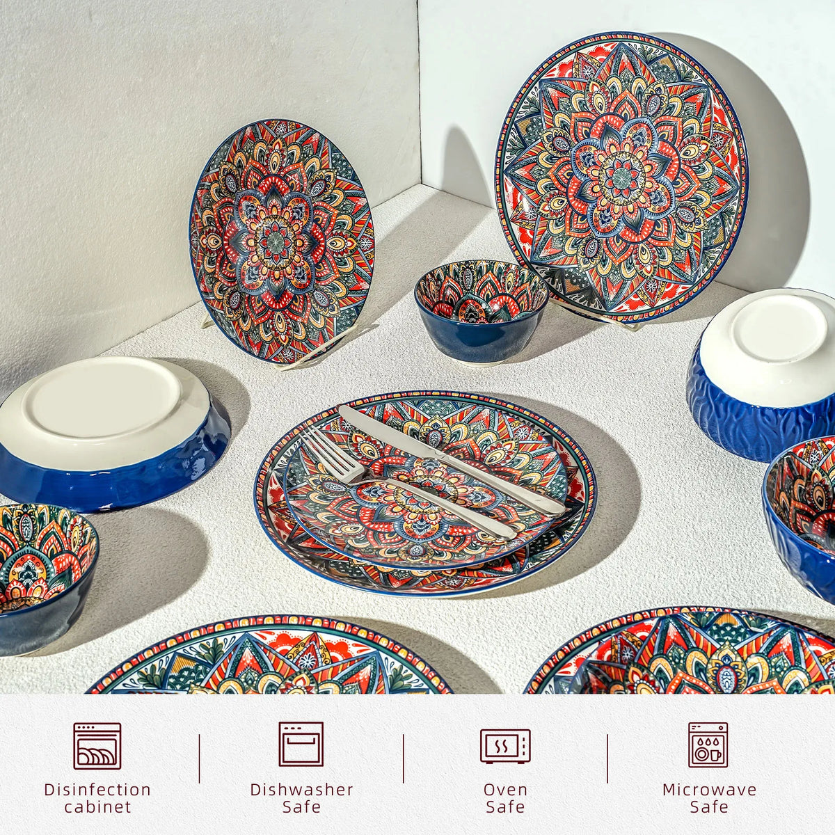 Azure Bohemian 20-Piece Ceramic Dinnerware Set