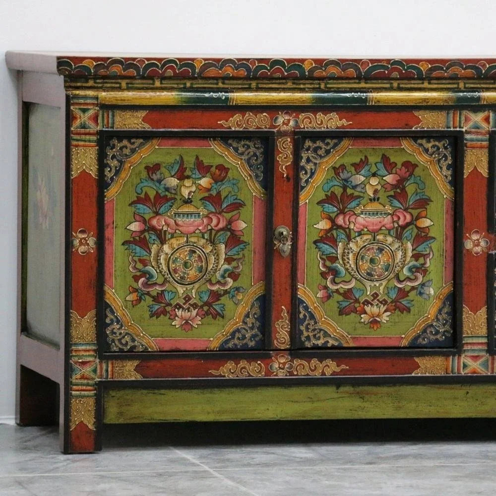 Celestial Dynasty Hand-Painted Low Console Cabinet