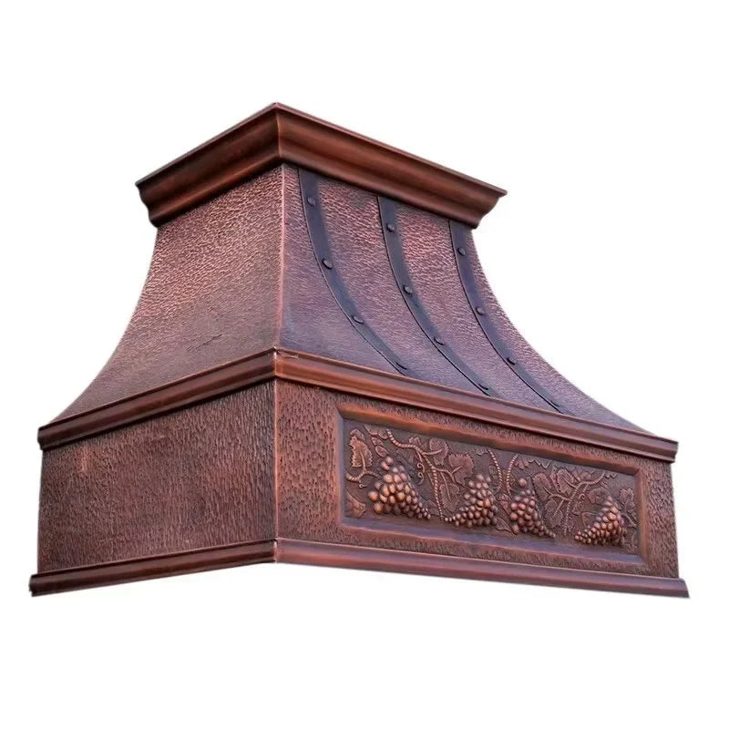 Tuscan-Inspired Hand-Hammered Copper Range Hood – Vintage Farmhouse Kitchen Accent
