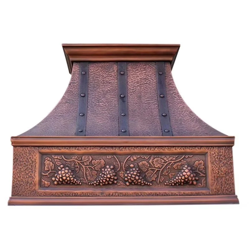 Tuscan-Inspired Hand-Hammered Copper Range Hood – Vintage Farmhouse Kitchen Accent