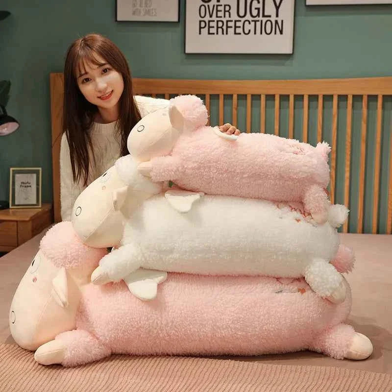 Kawaii Sheep Plush Toy – Long Sleeping Sheep Hug Pillow Stuffed Animal