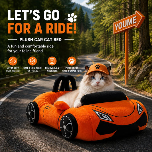 Car Shaped Soft Plush Pet Sofa Cozy Indoor House