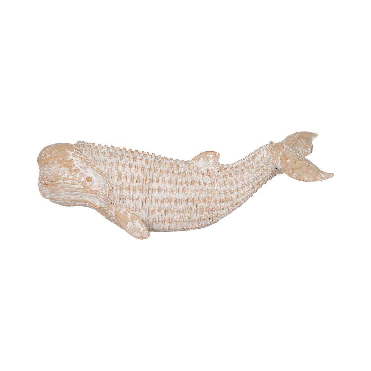Nantucket Textured Whale Sculpture – White & Natural