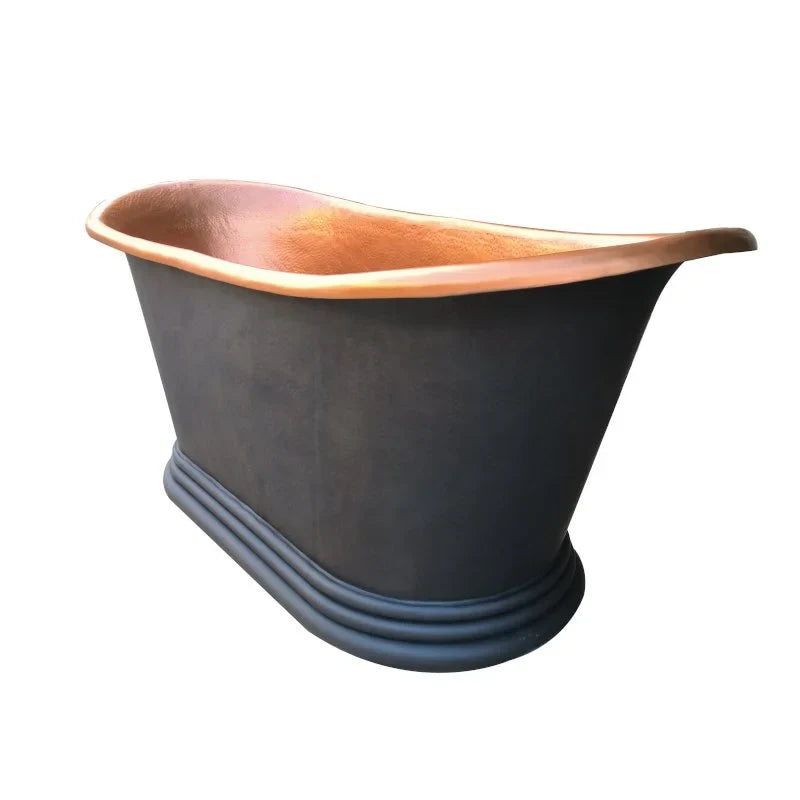Traditional Handmade Copper Freestanding Soaking Tub with Matte Hammered Finish