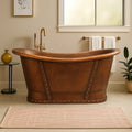 Hand-Hammered Copper Freestanding Soaking Tub – Traditional Villa-Style Bathtub