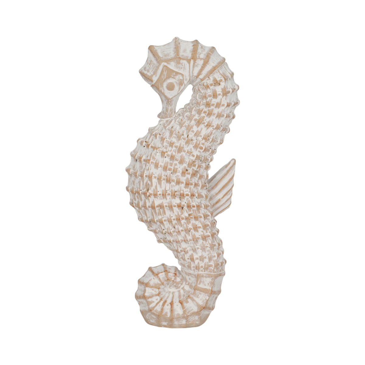 Amalfi Textured Seahorse Sculpture – White & Natural