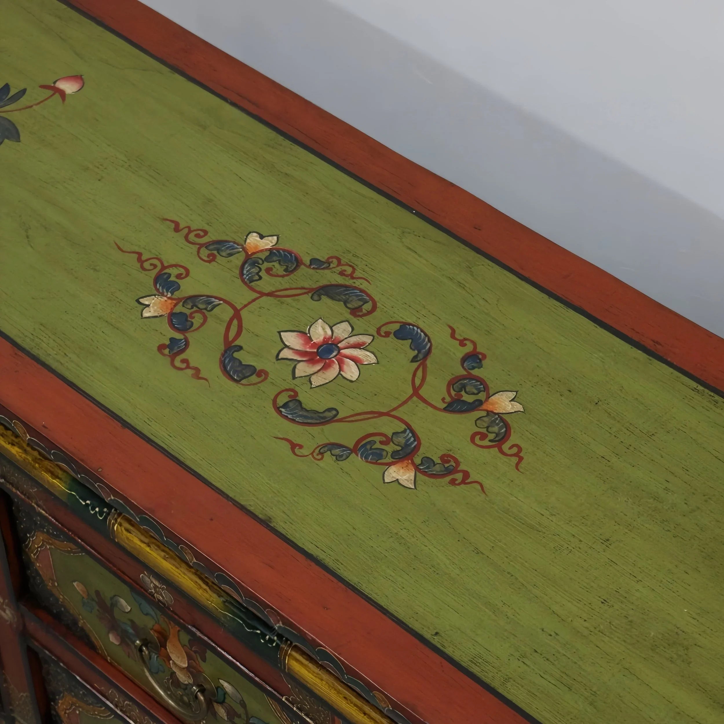 Celestial Dynasty Hand-Painted Low Console Cabinet