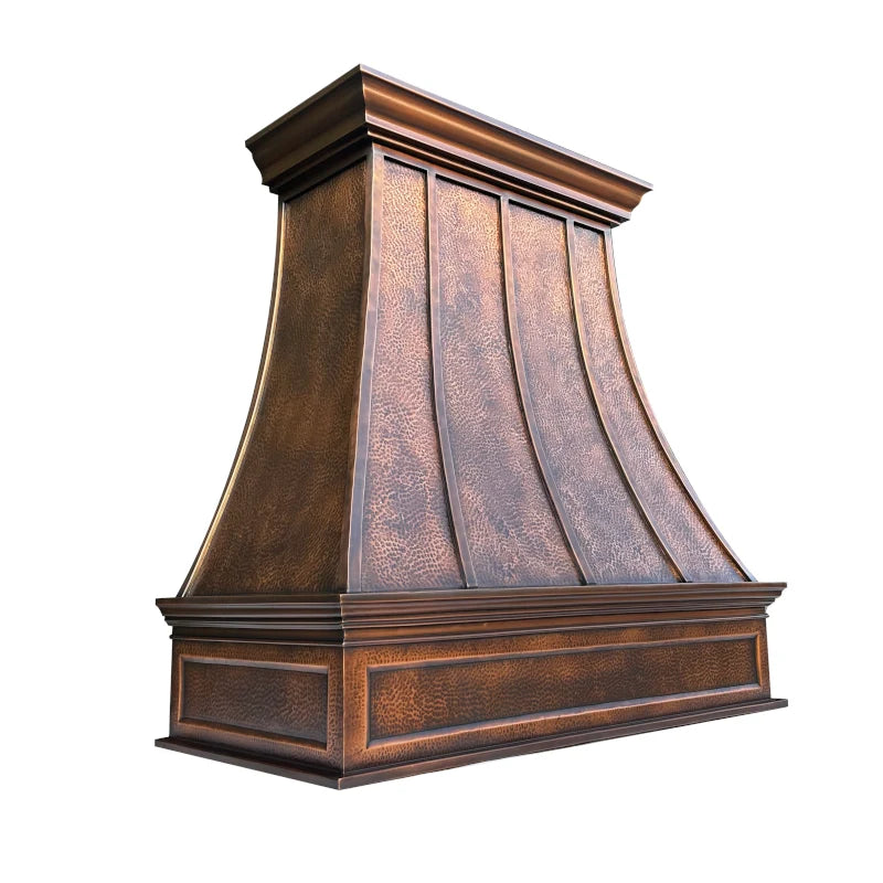Custom Copper Range Hood Wall Mount – Luxury Farmhouse Kitchen Vent with Crown-Style Design