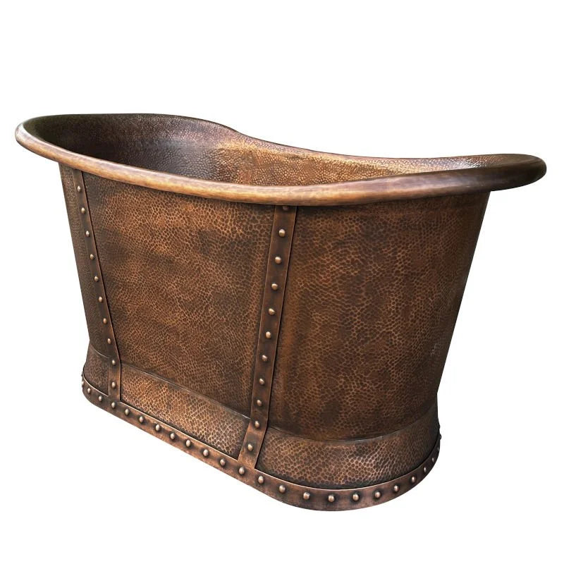 Hand-Hammered Copper Freestanding Soaking Tub – Traditional Villa-Style Bathtub